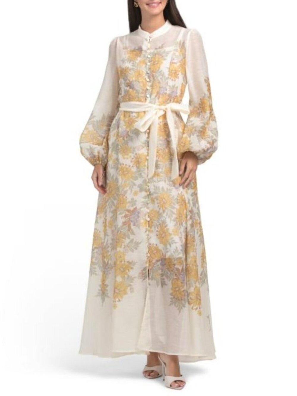 NANCY YANG Long Sleeve Shirt Maxi Dress